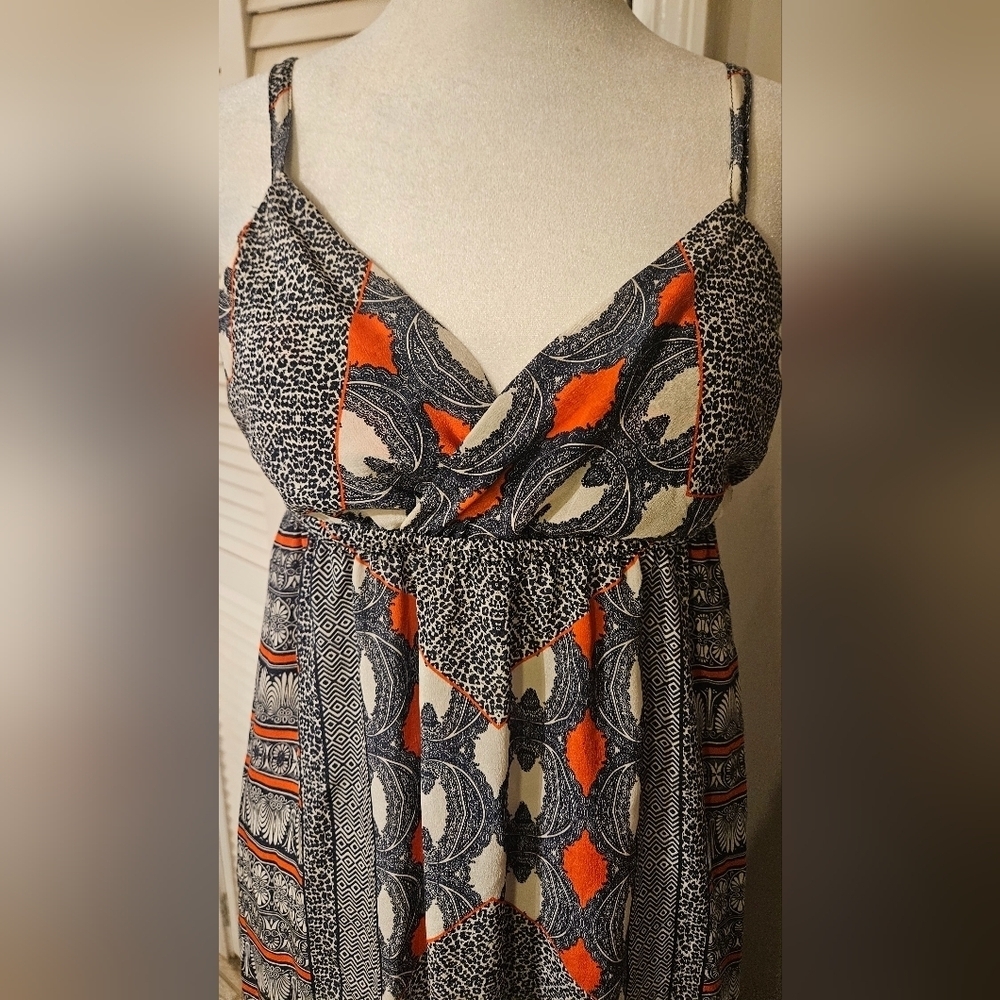 Gypsy 05 Silk Printed Maxi Dress Boho Triangle Top Small - Picture 4 of 13
